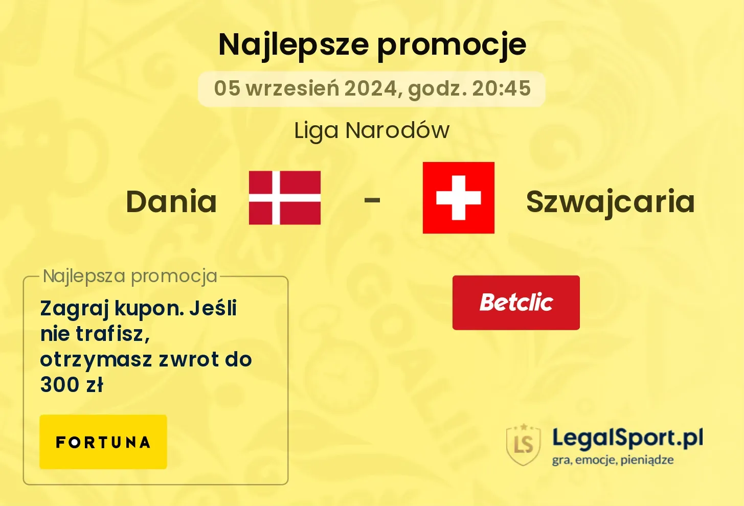 Dania - Szwajcaria promocje bonusy na mecz