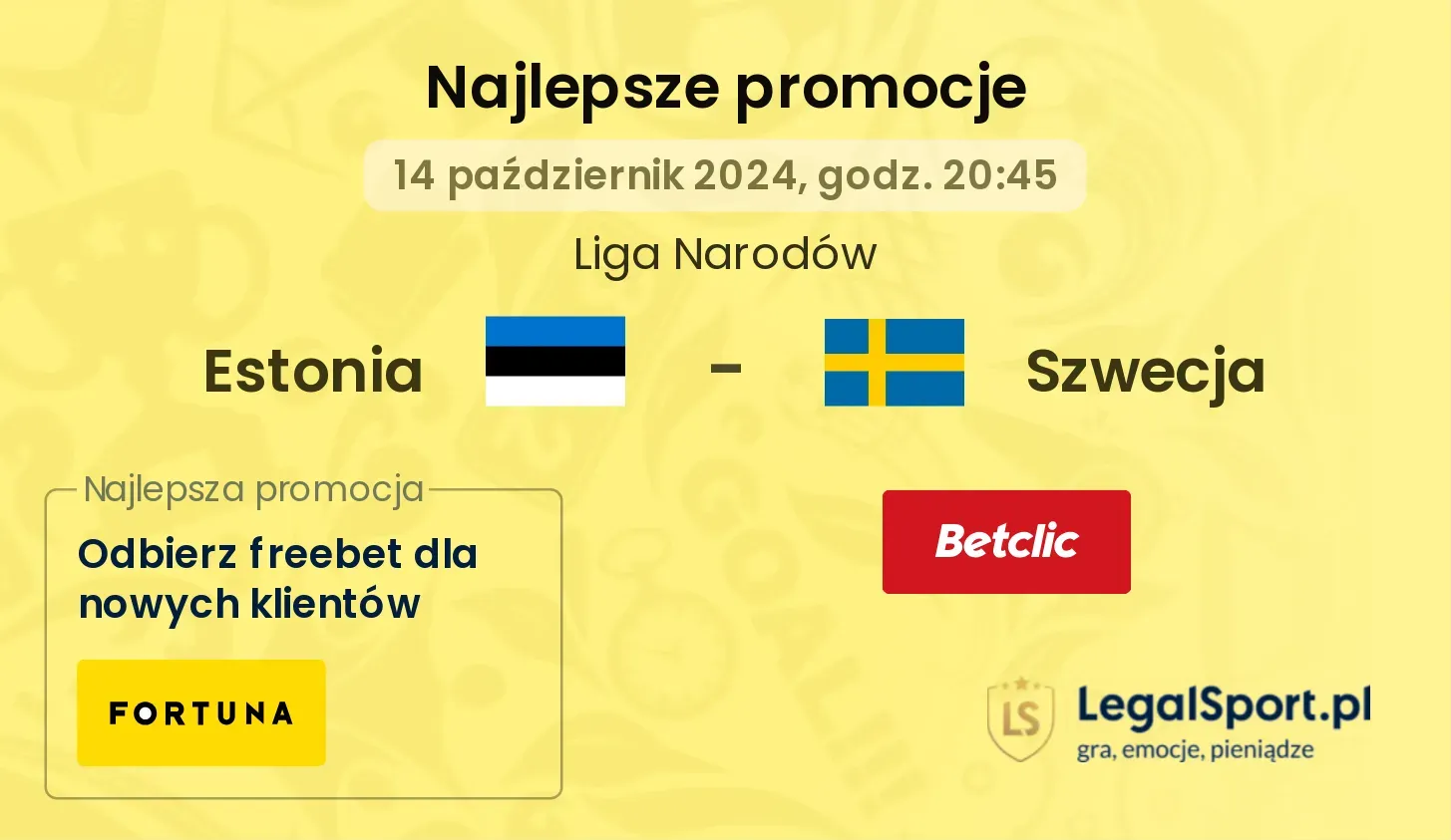 Estonia - Szwecja promocje bonusy na mecz