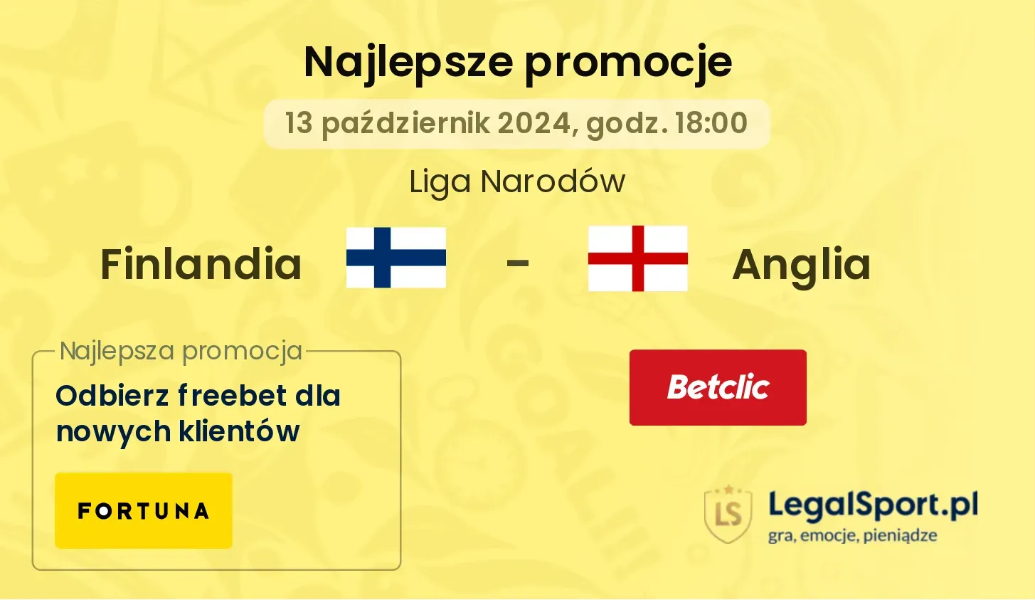 Finlandia - Anglia promocje bonusy na mecz