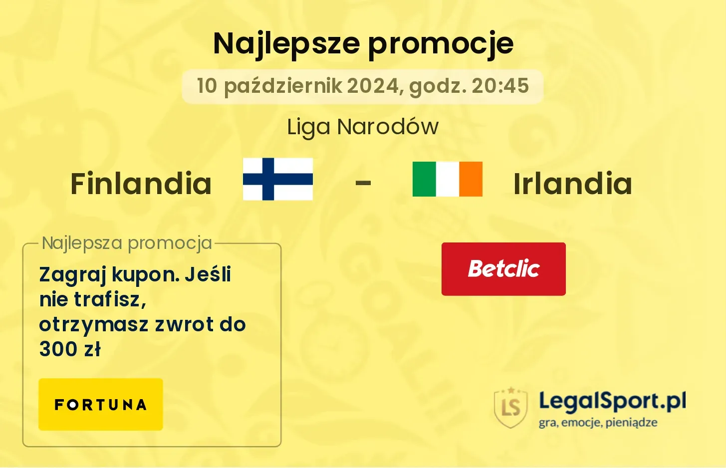 Finlandia - Irlandia promocje bonusy na mecz