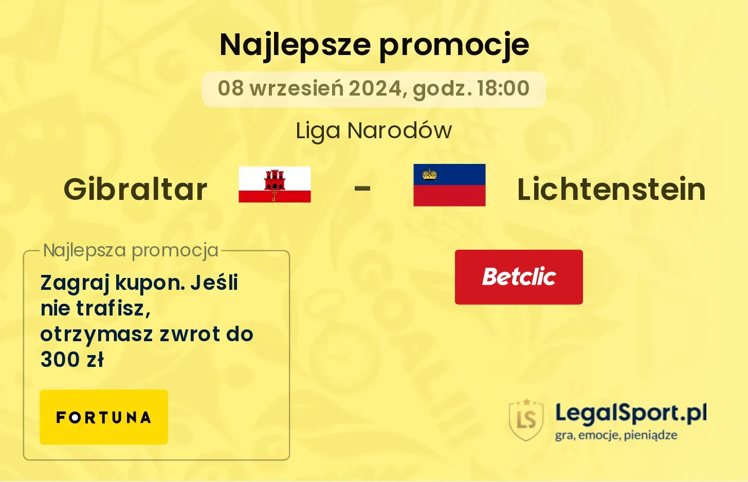 Gibraltar - Lichtenstein promocje bonusy na mecz