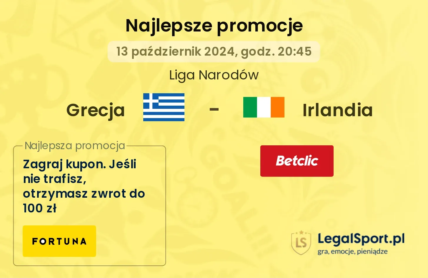 Grecja - Irlandia promocje bonusy na mecz