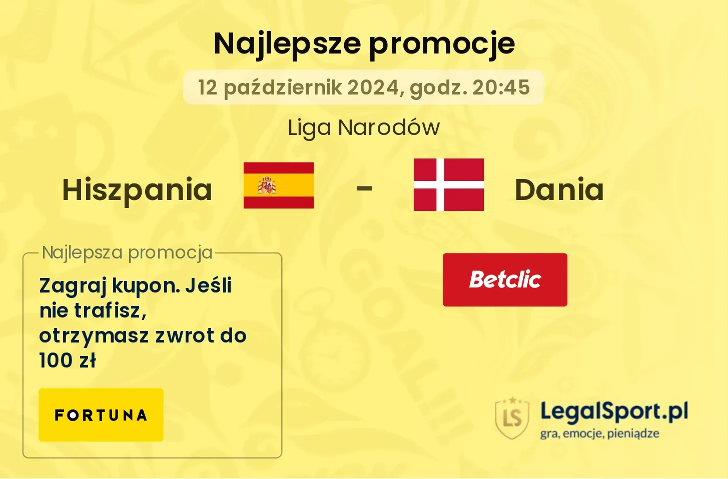 Hiszpania - Dania promocje bonusy na mecz