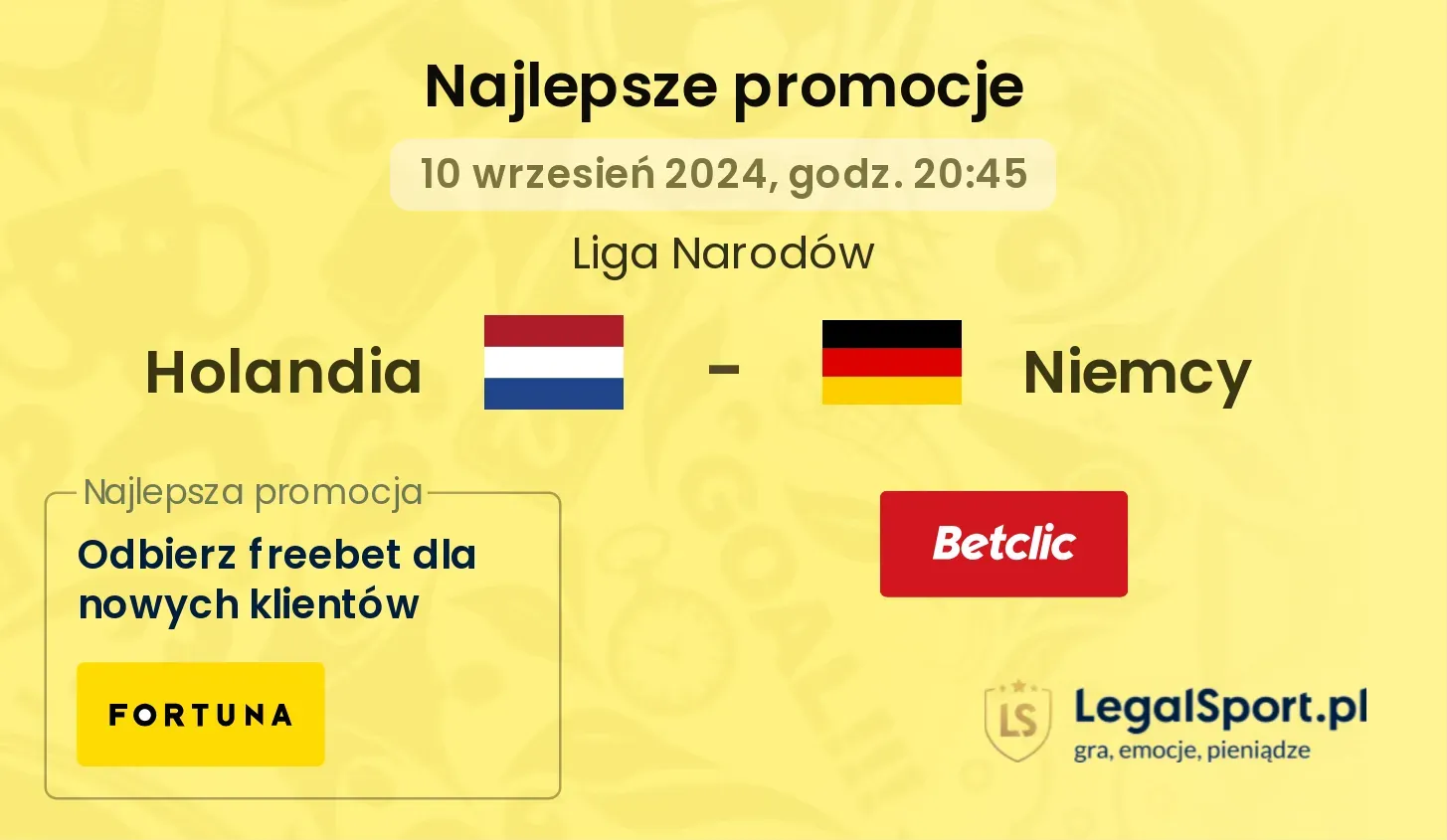 Holandia - Niemcy promocje bonusy na mecz