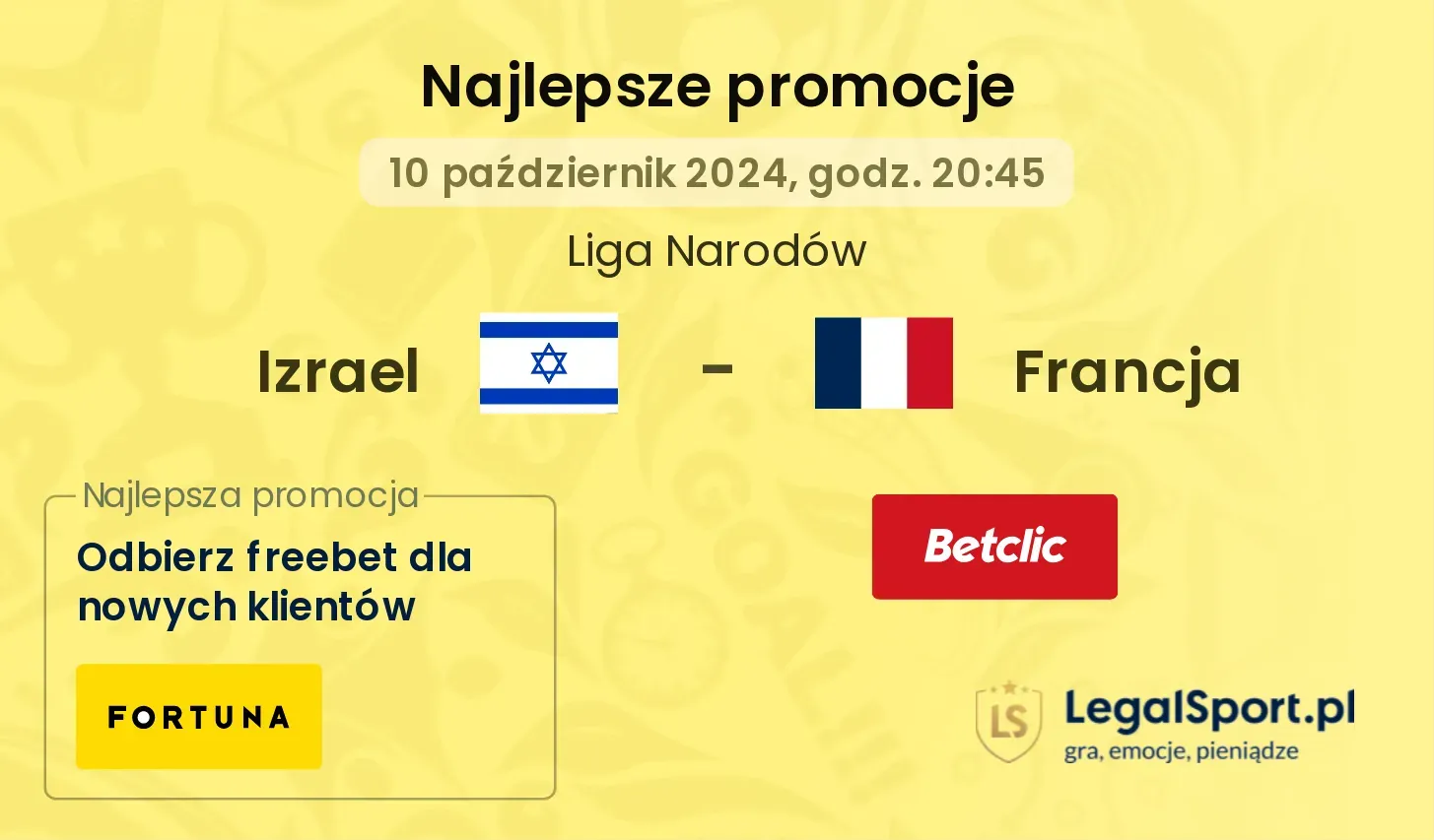 Izrael - Francja promocje bonusy na mecz