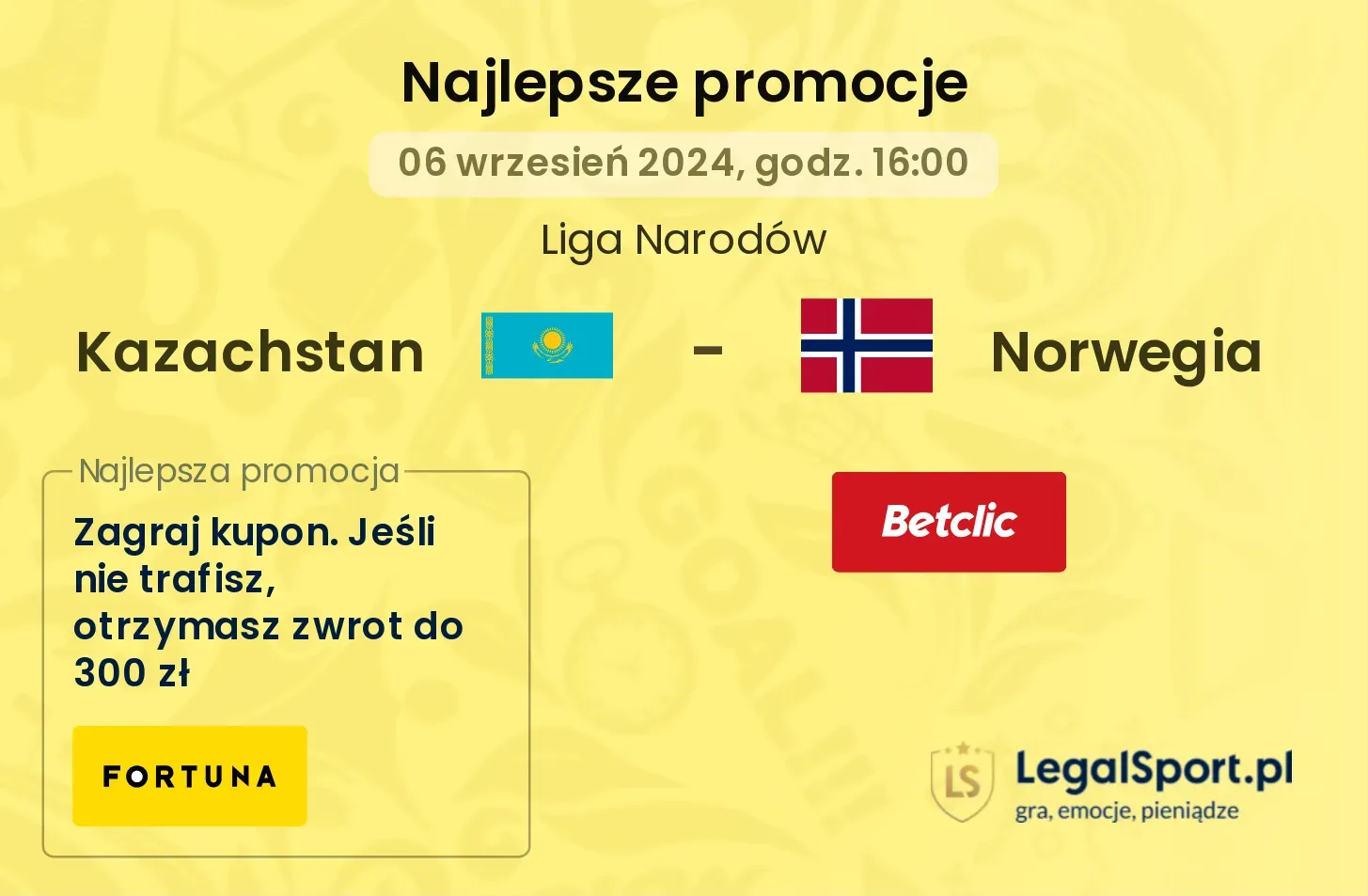 Kazachstan - Norwegia promocje bonusy na mecz