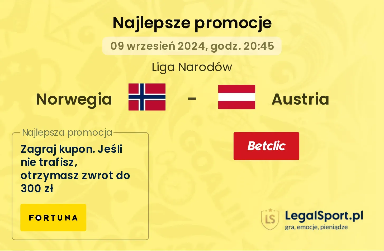 Norwegia - Austria promocje bonusy na mecz