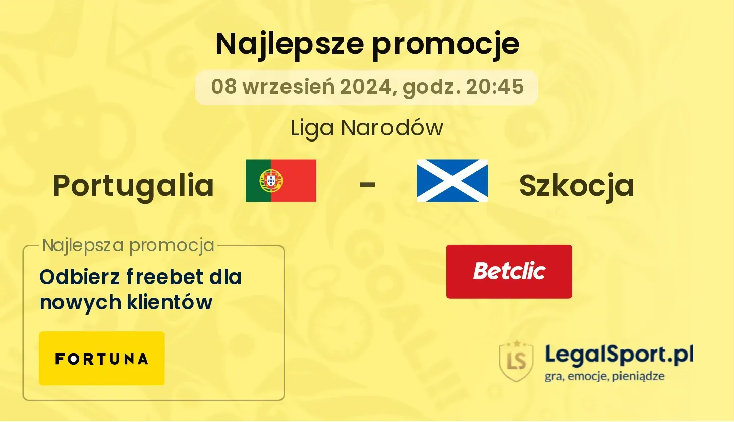 Portugalia - Szkocja promocje bonusy na mecz