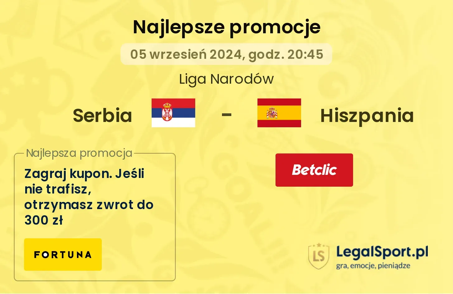 Serbia - Hiszpania promocje bonusy na mecz