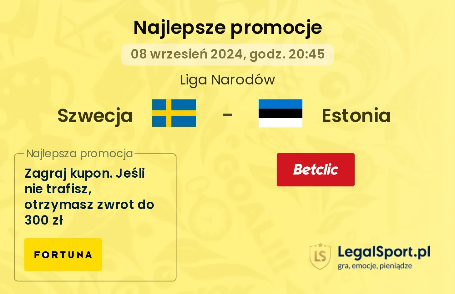 Szwecja - Estonia promocje bonusy na mecz