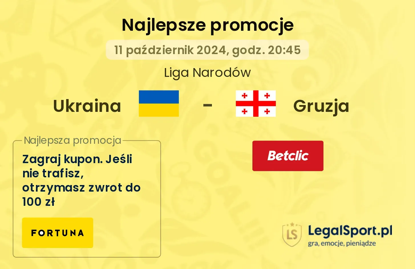 Ukraina - Gruzja promocje bonusy na mecz