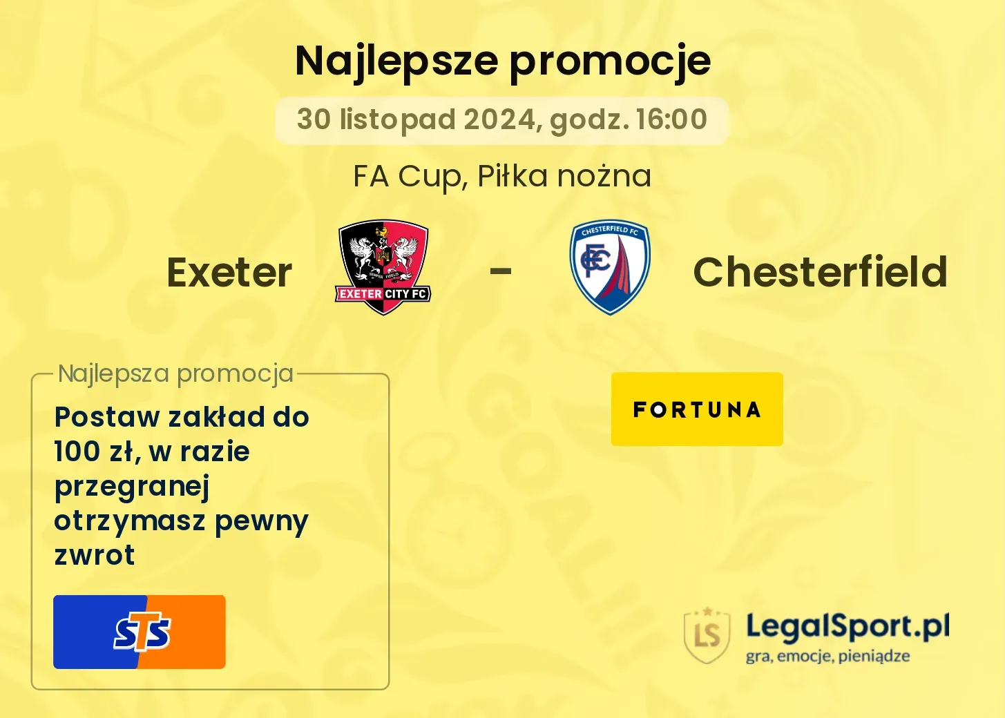 Exeter - Chesterfield promocje bonusy na mecz