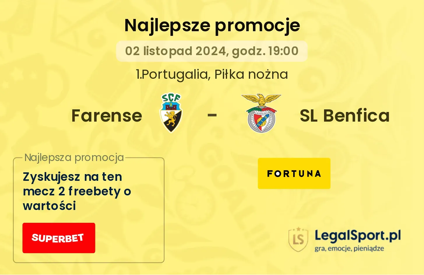 Farense - SL Benfica promocje bonusy na mecz