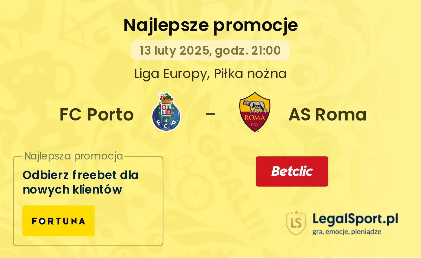 FC Porto - AS Roma promocje bonusy na mecz