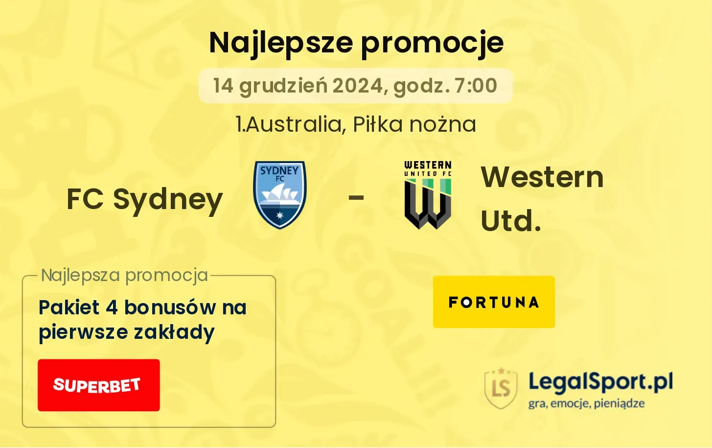 FC Sydney - Western Utd. promocje bonusy na mecz