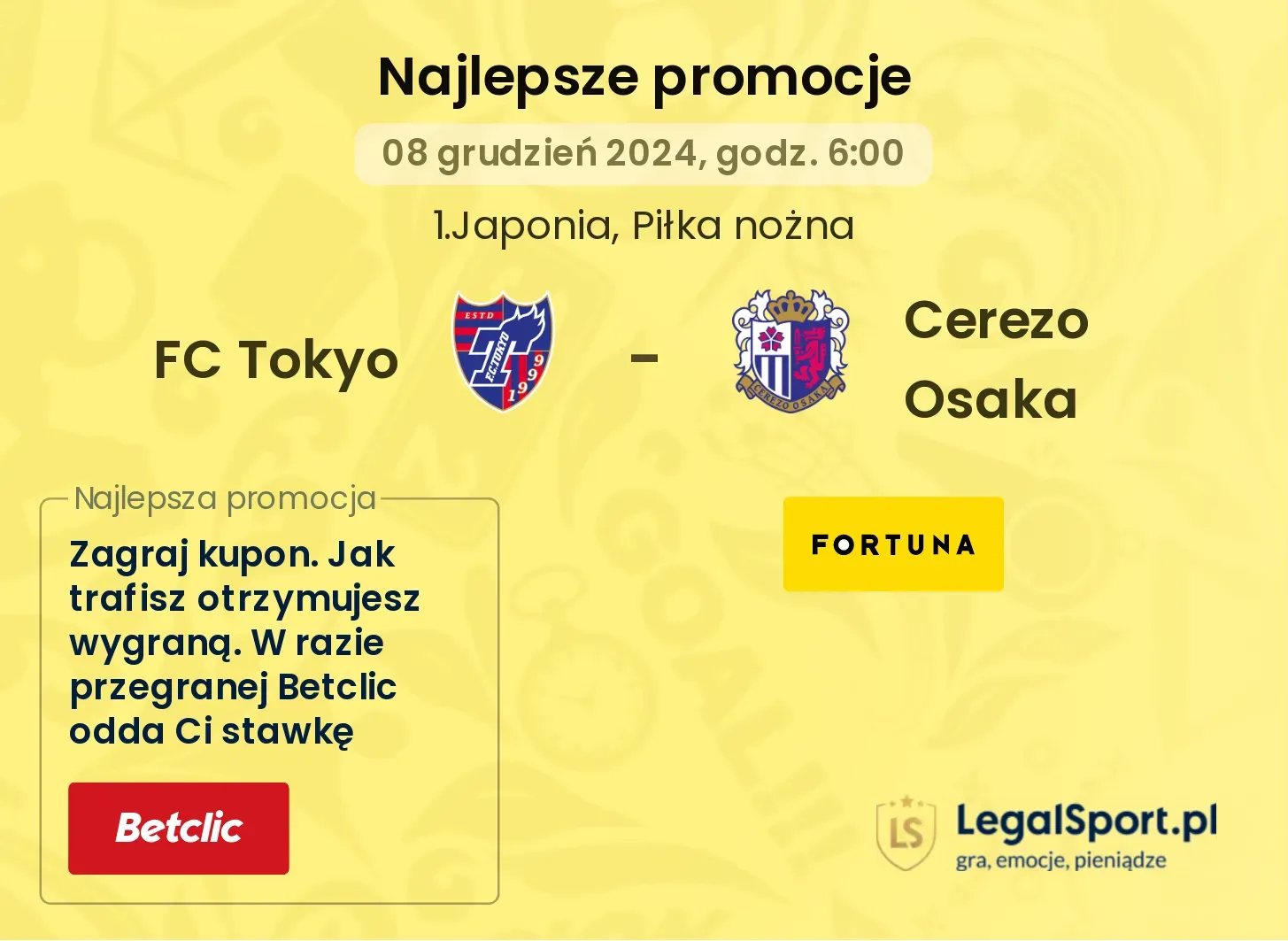 FC Tokyo - Cerezo Osaka promocje bonusy na mecz