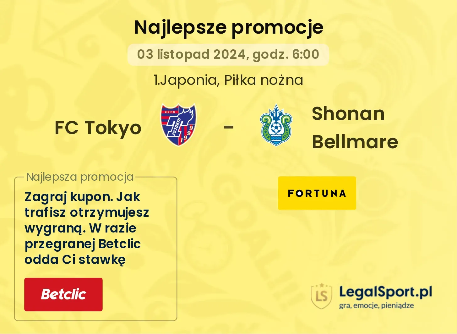 FC Tokyo - Shonan Bellmare promocje bonusy na mecz