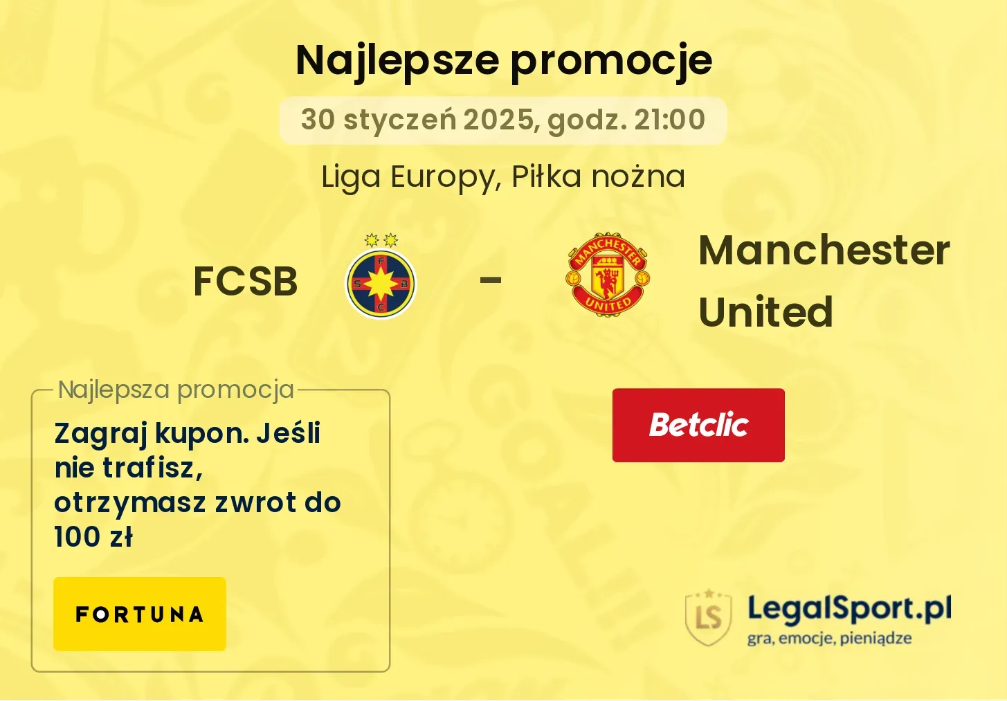 FCSB - Manchester United promocje bonusy na mecz