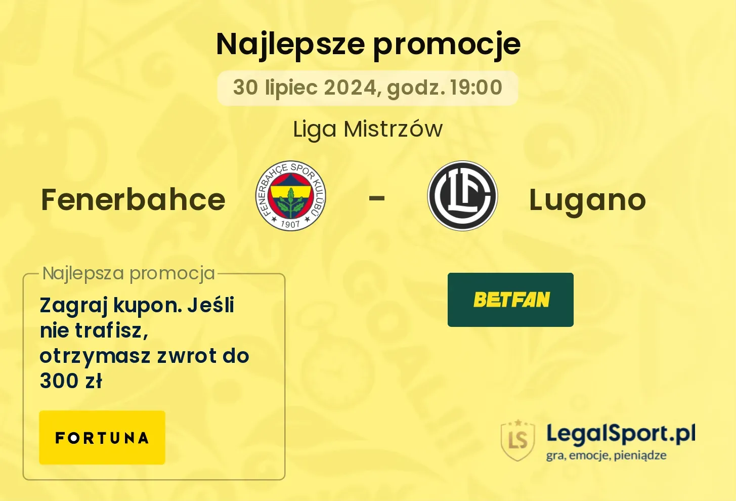 Fenerbahce - Lugano promocje bonusy na mecz