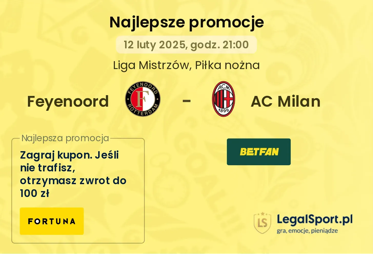 Feyenoord - AC Milan promocje bonusy na mecz