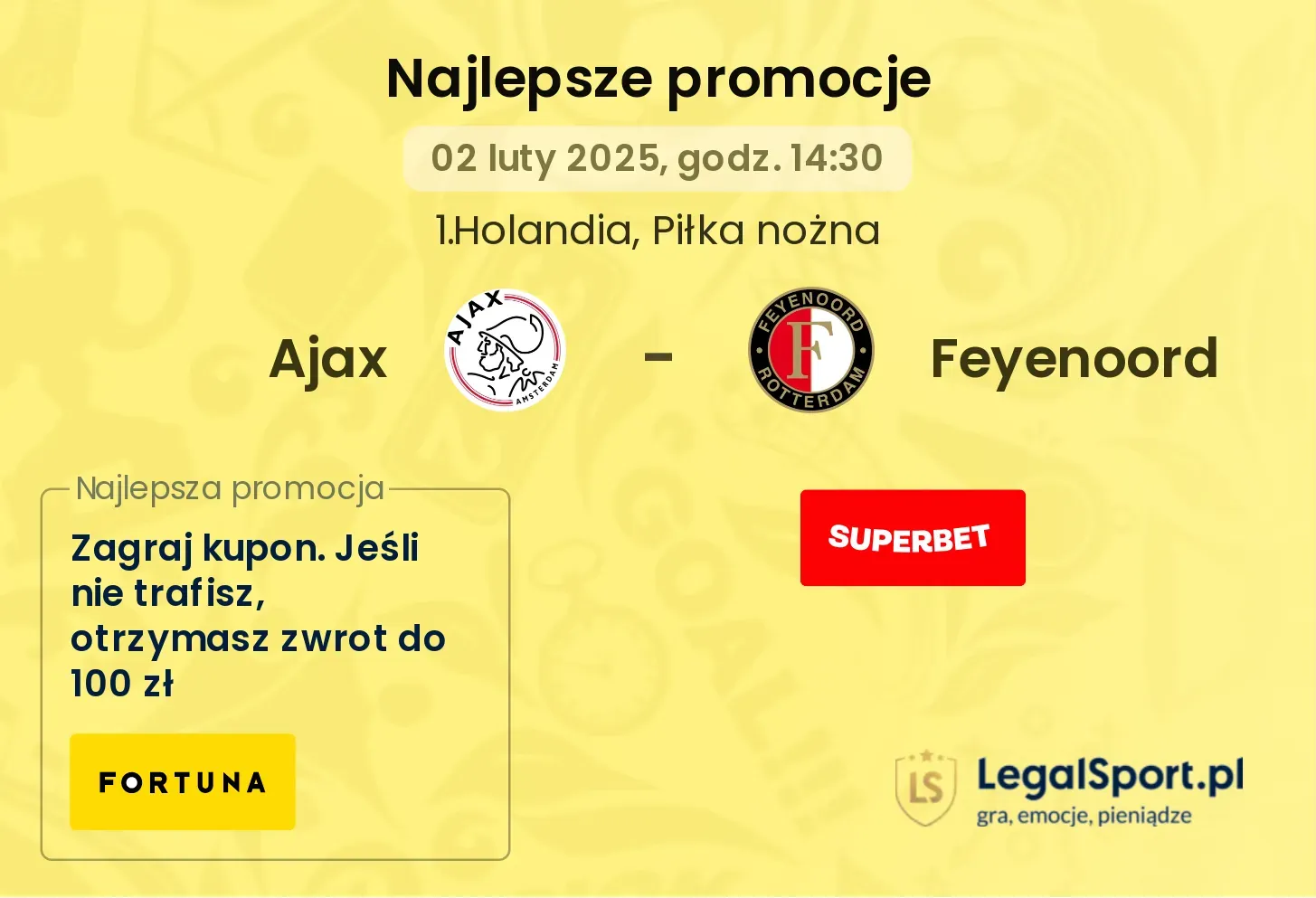 Ajax - Feyenoord promocje u bukmacherów