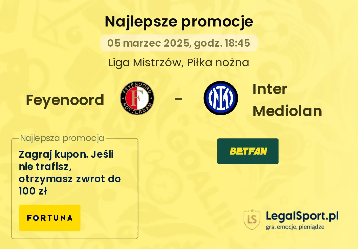 Feyenoord - Inter Mediolan promocje bonusy na mecz