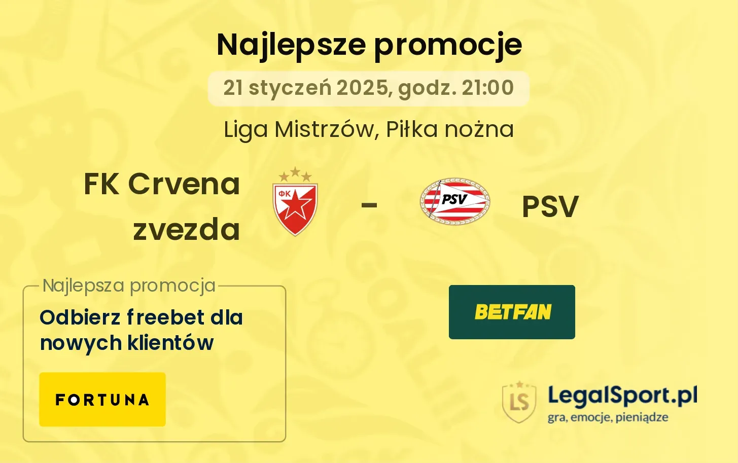 FK Crvena zvezda - PSV promocje bonusy na mecz