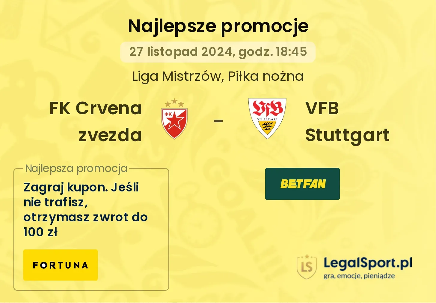 FK Crvena zvezda - VFB Stuttgart promocje bonusy na mecz