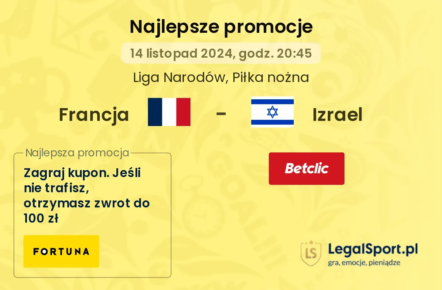 Francja - Izrael promocje bonusy na mecz