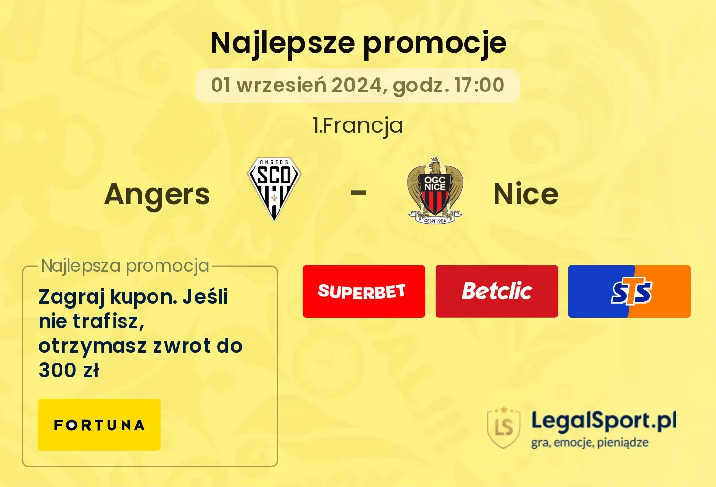 Angers - Nice promocje bonusy na mecz