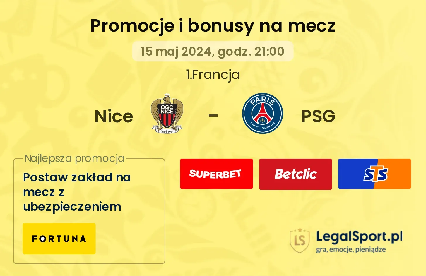 Nice - PSG promocje bonusy na mecz