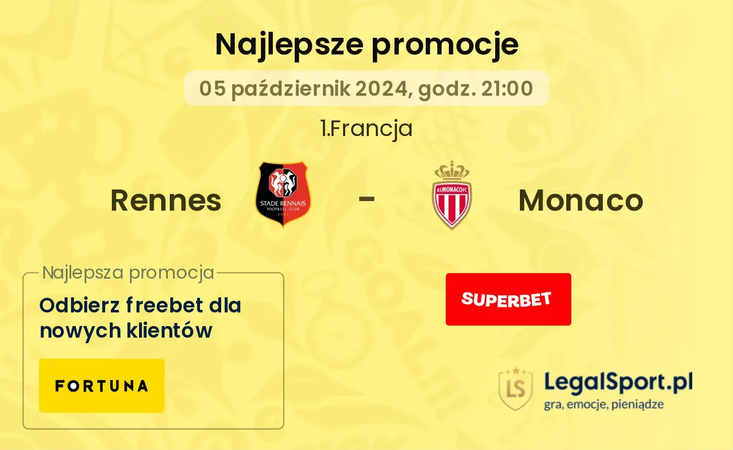 Rennes - Monaco promocje bonusy na mecz