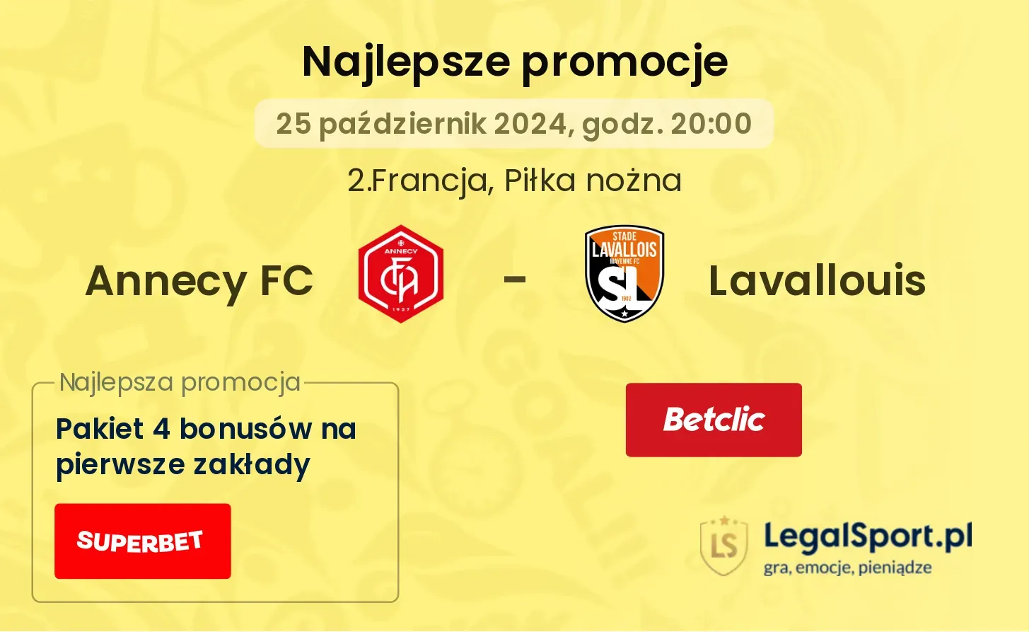 Annecy FC - Lavallouis promocje bonusy na mecz