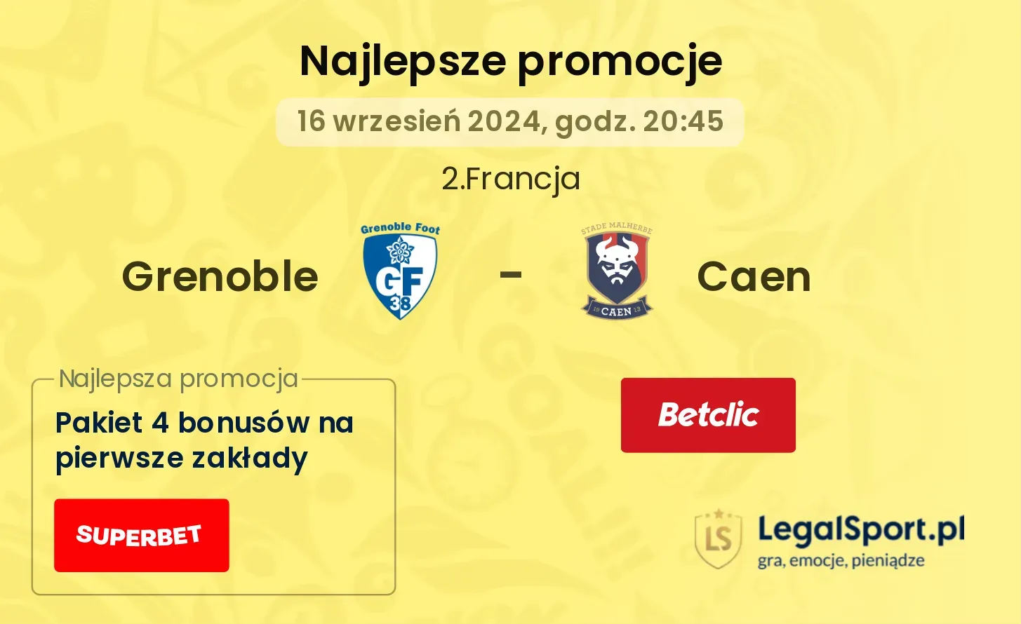 Grenoble - Caen promocje bonusy na mecz