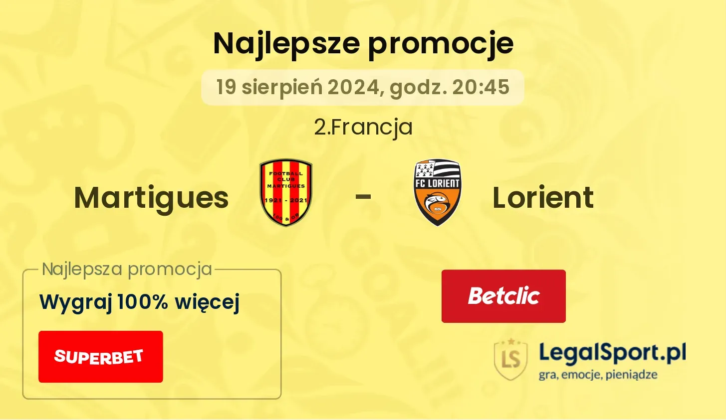 Martigues - Lorient promocje bonusy na mecz