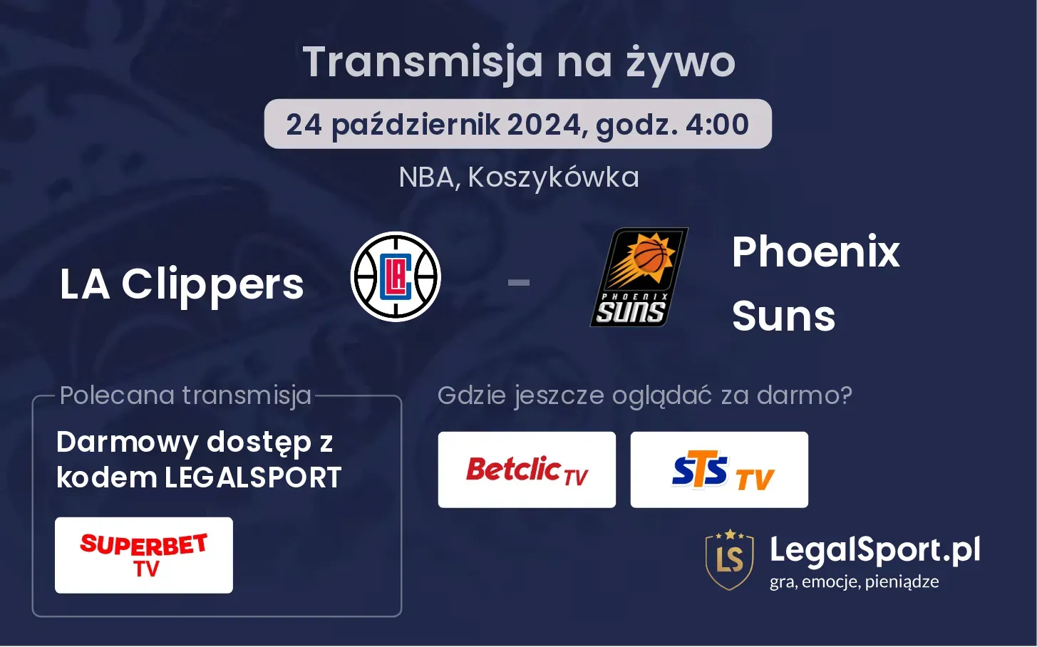 LA Clippers - Phoenix Suns transmisja na żywo