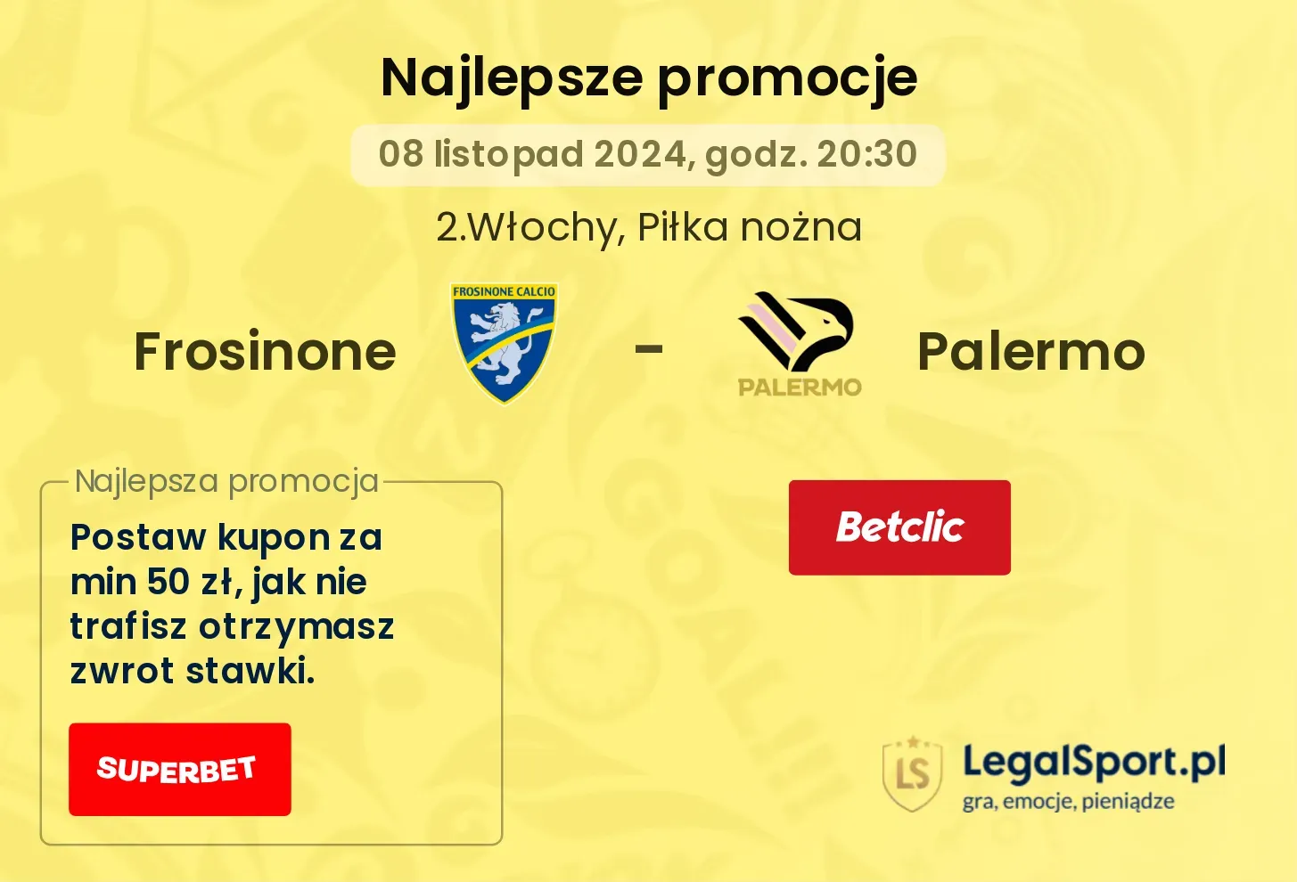 Frosinone - Palermo promocje bonusy na mecz