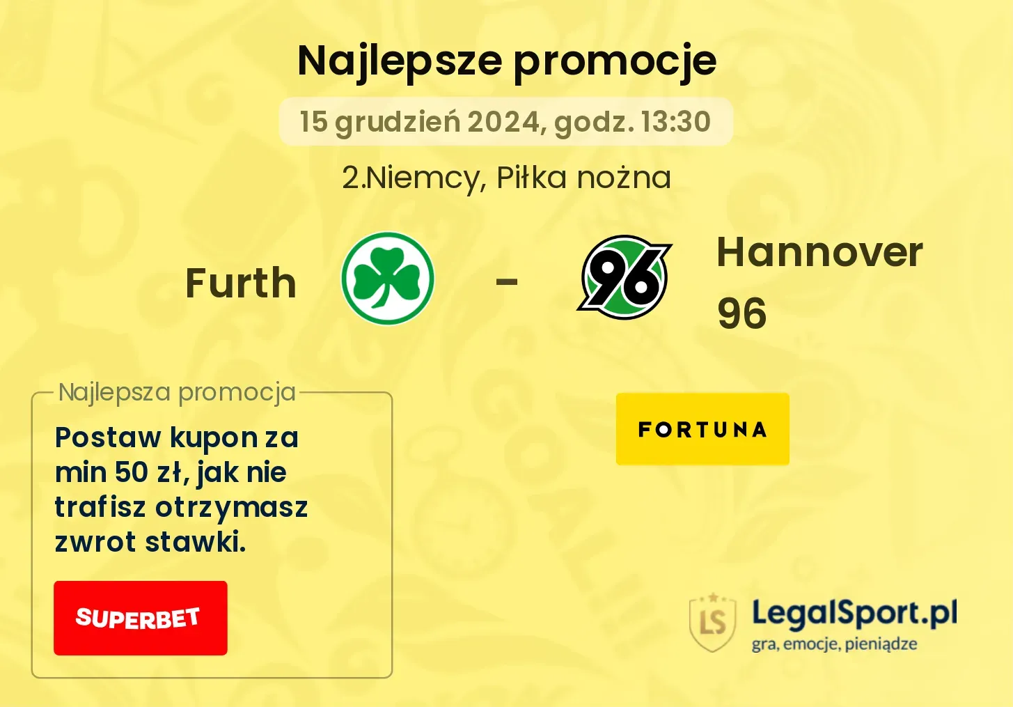 Furth - Hannover 96 promocje bonusy na mecz