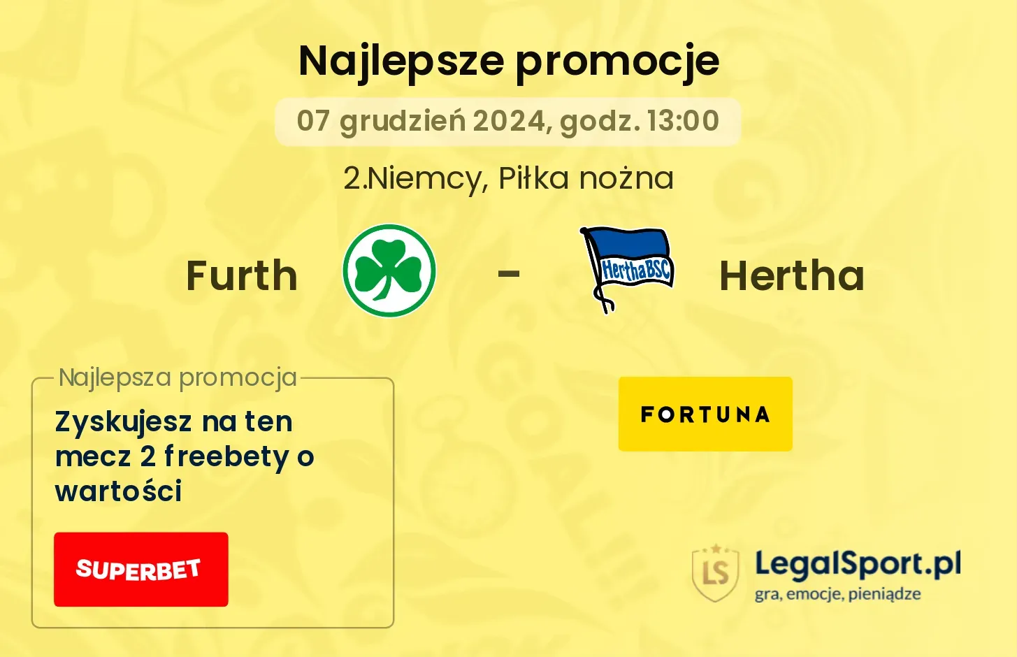 Furth - Hertha promocje bonusy na mecz