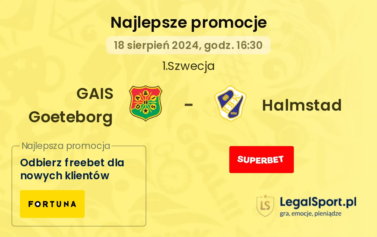 GAIS Goeteborg - Halmstad promocje bonusy na mecz