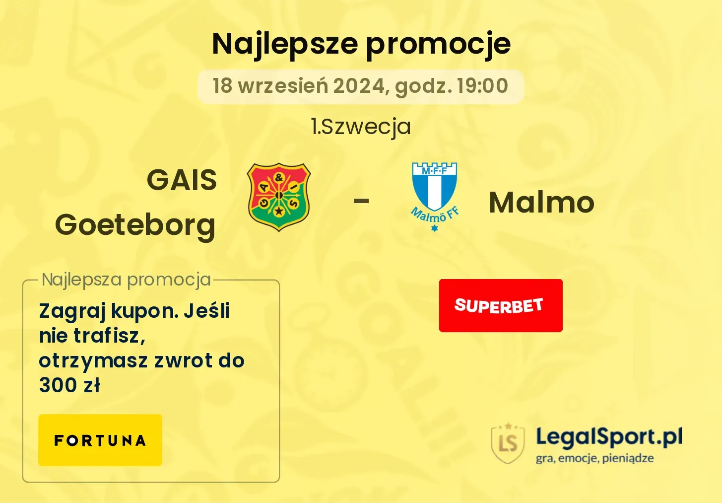 GAIS Goeteborg - Malmo promocje bonusy na mecz