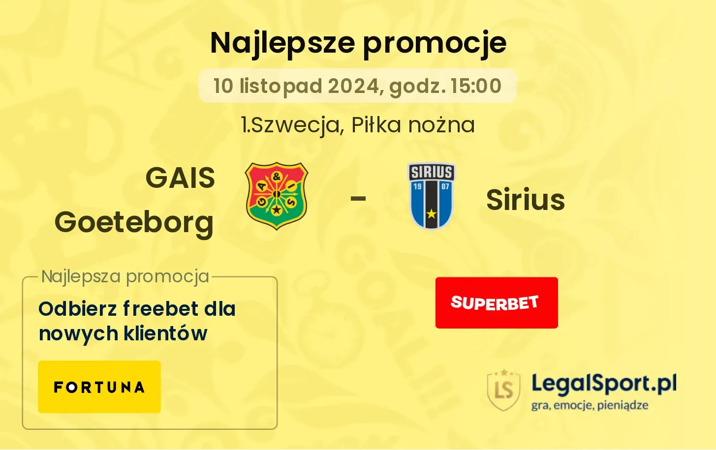 GAIS Goeteborg - Sirius promocje bonusy na mecz