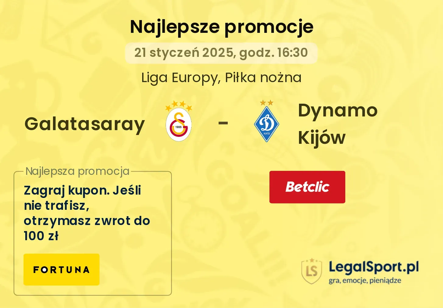 Galatasaray - Dynamo Kijów promocje bonusy na mecz