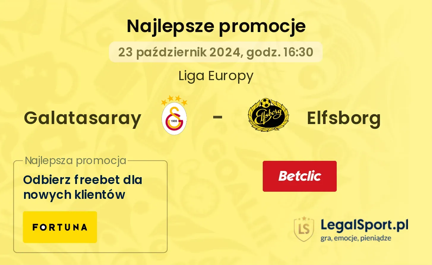 Galatasaray - Elfsborg promocje u bukmacherów 23.10, 16:30