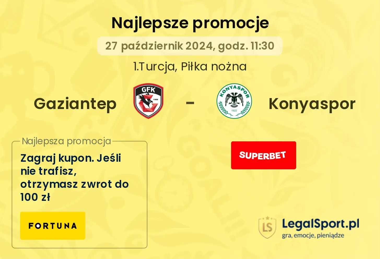 Gaziantep - Konyaspor promocje bonusy na mecz