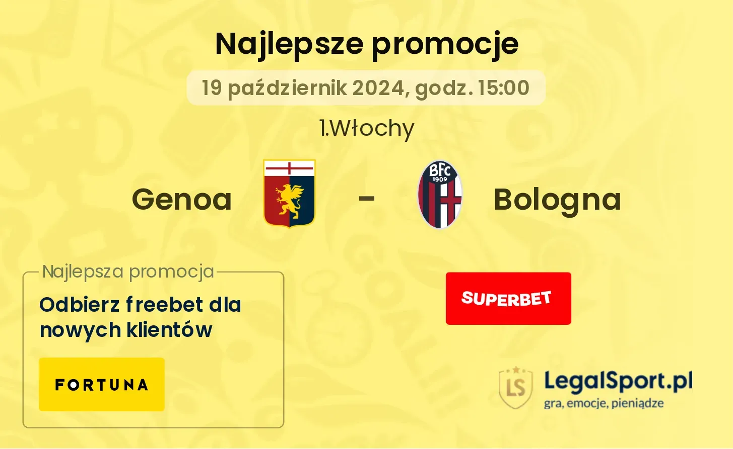 Genoa - Bologna promocje bukmacherskie 19.10, 15:00