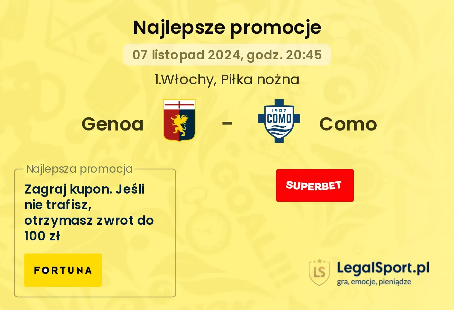 Genoa - Como promocje bonusy na mecz