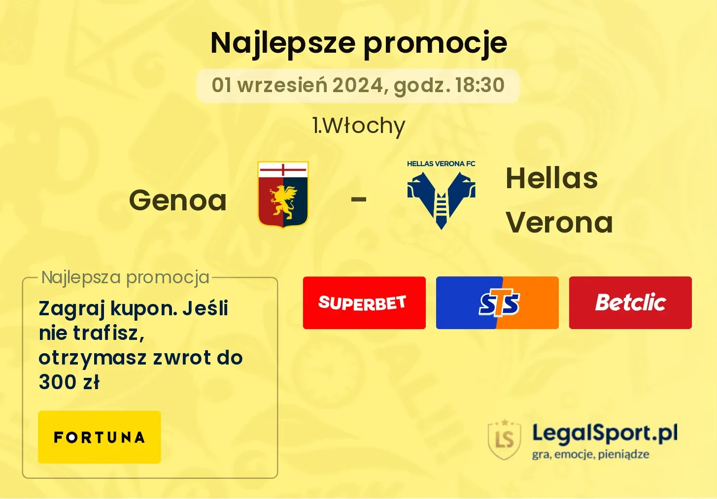 Genoa - Hellas Verona promocje bukmacherskie 01.09, 18:30