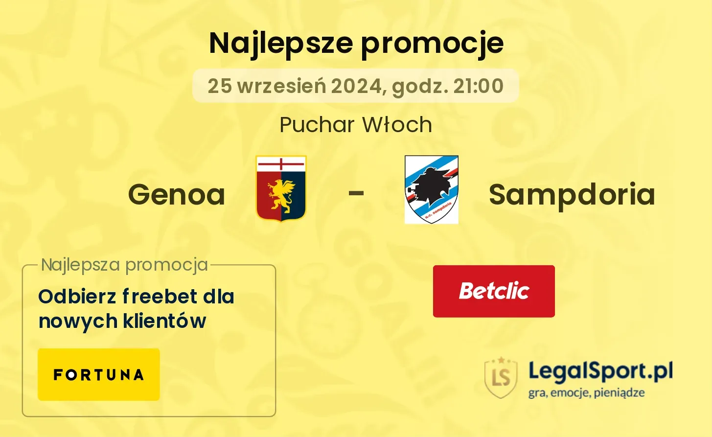 Genoa - Sampdoria promocje u bukmacherów 25.09, 21:00