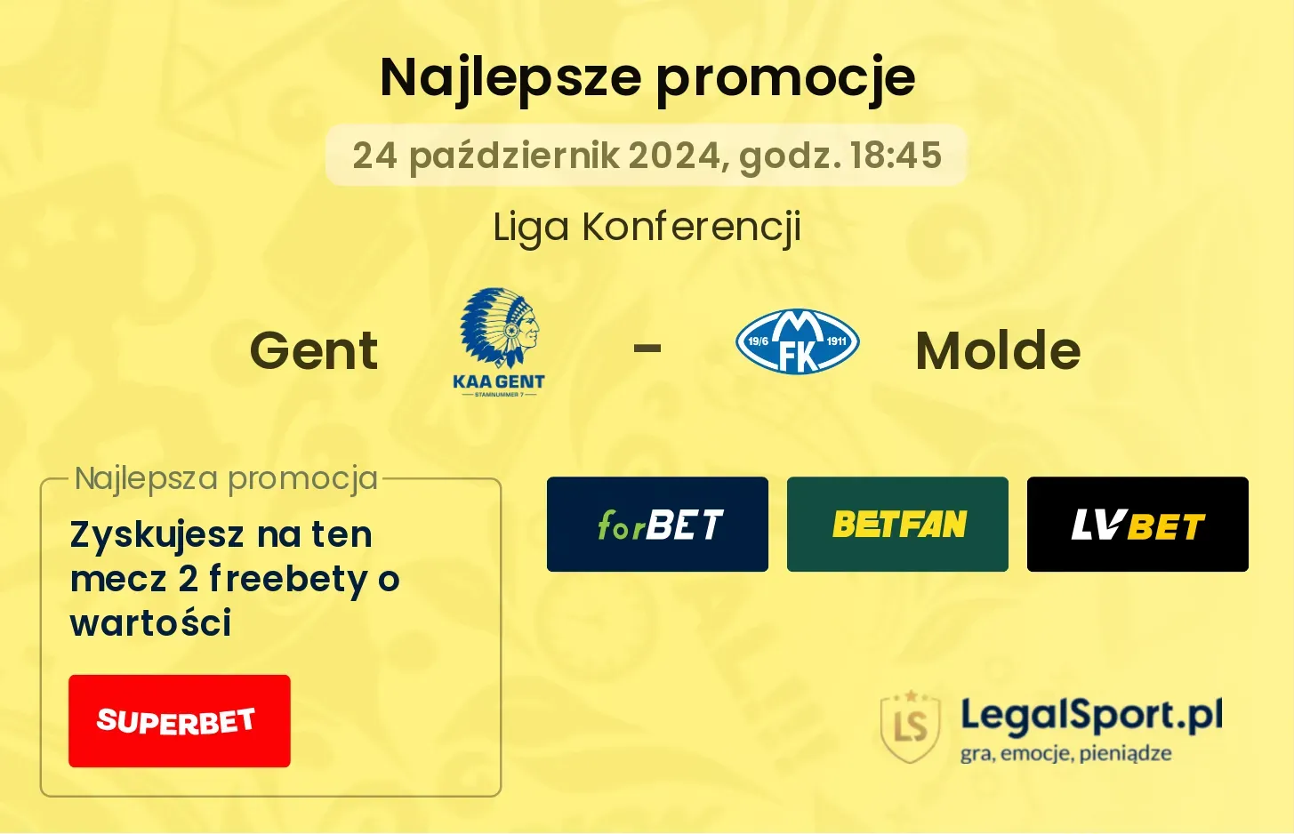 Gent - Molde promocje bukmacherskie 24.10, 18:45